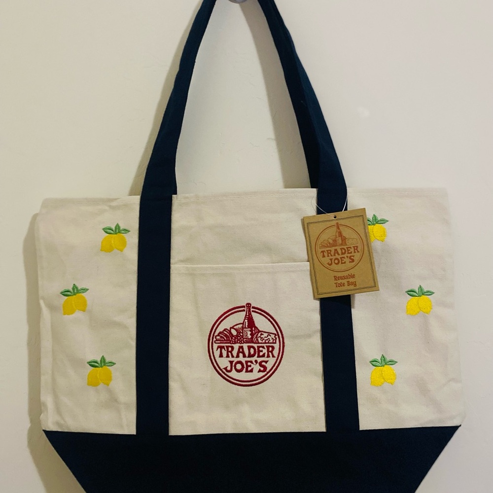 Embroidered Trader Joe’s Canvas Tote | Boho Reusable Market Bag | Gift Idea - Picture 4 of 10